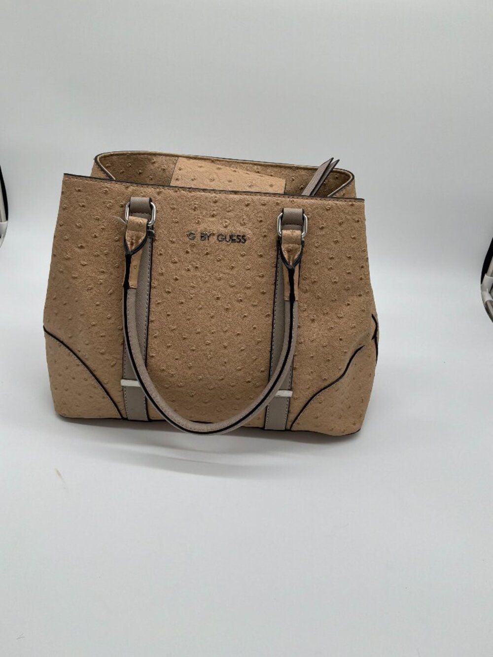 G‎ by Guess Ostrich Embossed Faux Leather Satchel Handbag